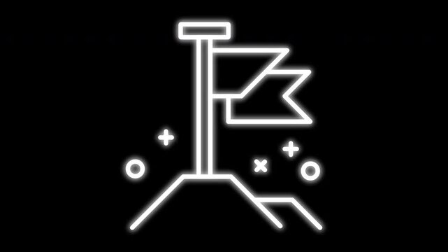 Neon Line Art Icons Success Travel and Photography.