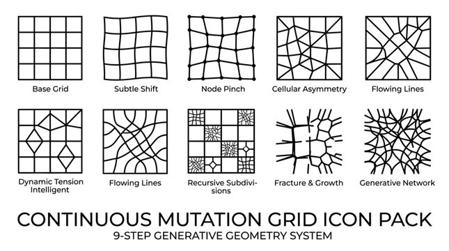 Geometric mutation grid and abstract system pattern collection with futuristic technology design