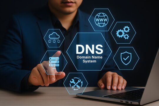 It specialist interacting with a virtual dns domain name system interface for network configuration and security