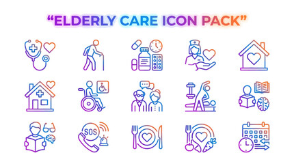 Obraz premium Elderly Care Icon Pack for Healthcare and Support Services