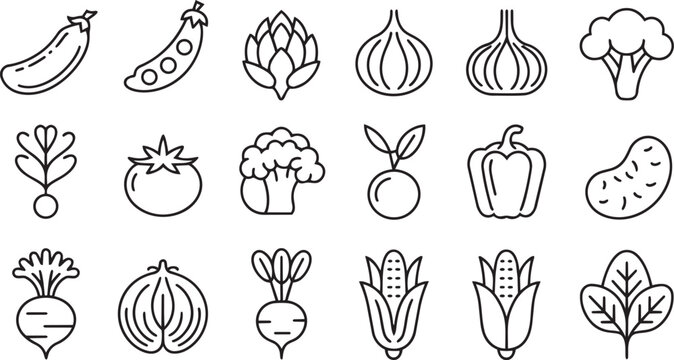 One line vegetable doodles, hand drawn linear cabbage and tomato. Minimalist continuous line vegetables, organic farmer harvest, corn and potato, healthy food ingredients monoline sketch vector set