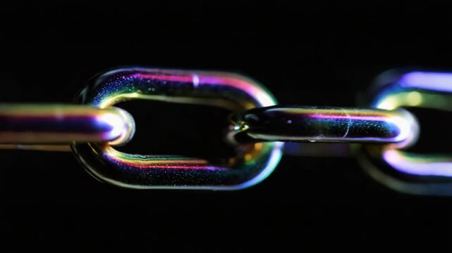 Close up of a metal chain against a dark background abstract industrial