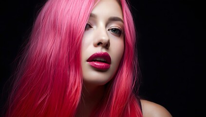 Obraz premium Fashion model girl with a long gradient hair. Hair color beauty. Hair color beauty concept.