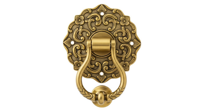 Ornate brass door... isolated on a transparent background