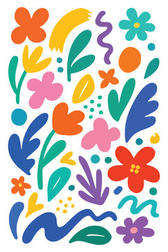 abstract colorful floral doodle drawing