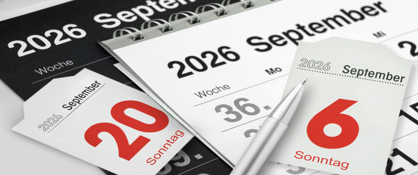 Deutscher Kalender Sonntag  6. und 20. September 2026 Landtagswahlen