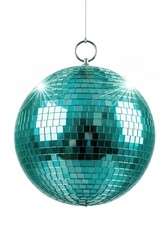 Obraz premium Turquoise Mirror Disco Ball Isolated on White Background for Party and Celebration Decor - 3D Rendered Style