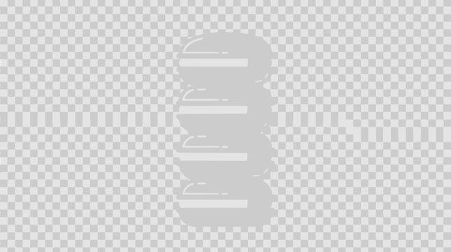 Stack of three macarons on transparent background, isolated, monochrome design