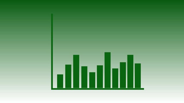 Business finance animated green bar chart data visualization statistics presentation motion graphics. Animated financial bar graph chart growth success business data visualization.