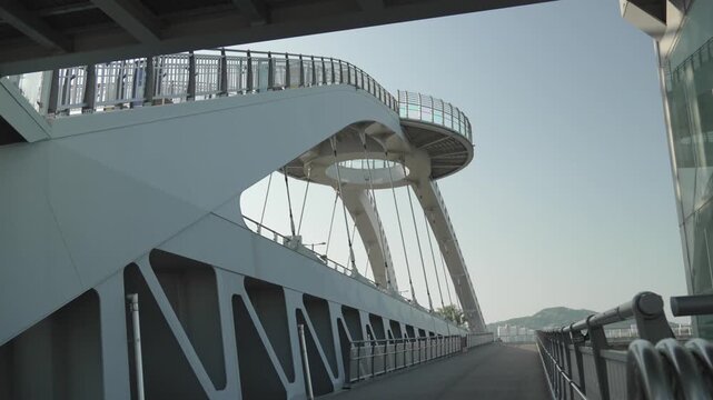 Low Angle View of Eungdari Geumgang Pedestrian Bridge and Observatory, Sejong