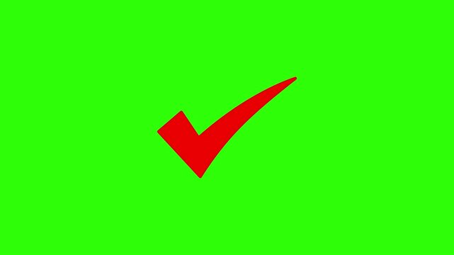check mark animation with correct tick symbol isolated on chroma key background.