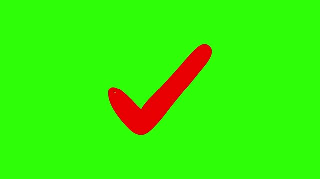 check mark animation with correct tick symbol isolated on chroma key background.