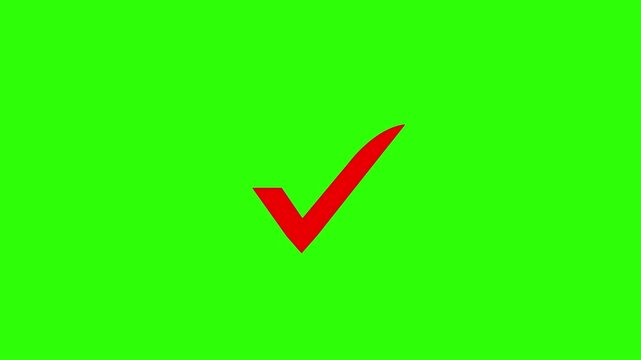 check mark animation with correct tick symbol isolated on chroma key background.