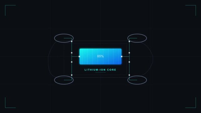 electric vehicle battery pack showing energy flow animation