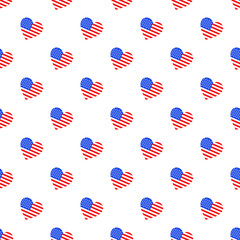 Obraz premium Pattern of usa flag hearts on transparent background for patriotic design