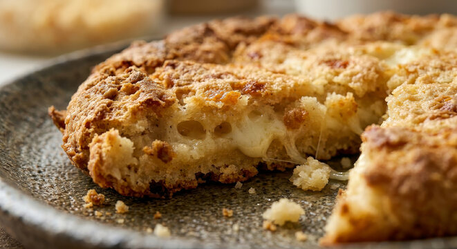 Golden Paraguayan Chipa Guazu Corn and Cheese Cake 8K Realistic Macro Food