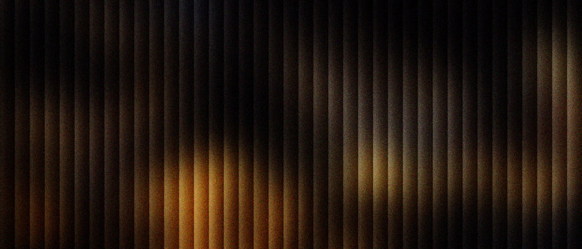 Industrial dark metal texture with vertical ridges and warm golden lighting. Abstract metallic background featuring parallel lines and shadows. Modern bronze steel surface for luxury design.
