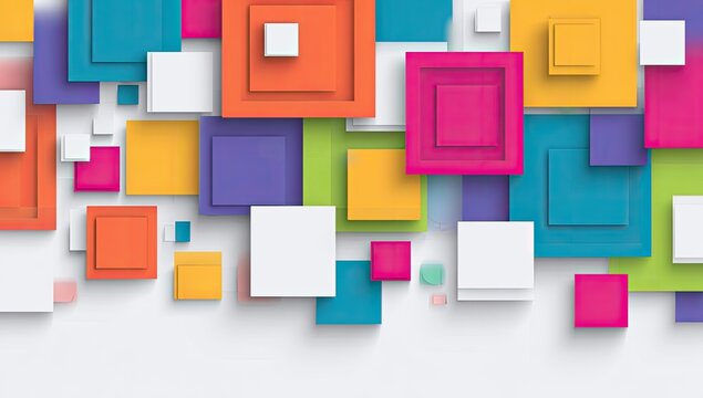 Colorful Geometric Squares Abstract Background Design.