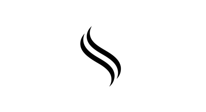 Abstract black double curved line graphic on white background