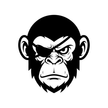 Angry monkey pirate mascot with eye patch logo design