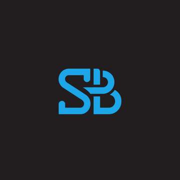 Blue SB initials monogram logo design on black background