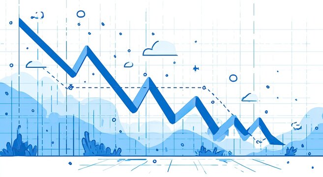 Blue line graph shows sharp downward trend on grid