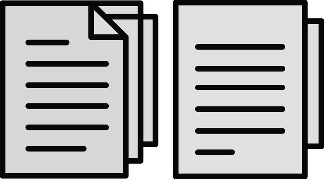 Black and white of two pages, document stacks with folded corners paper