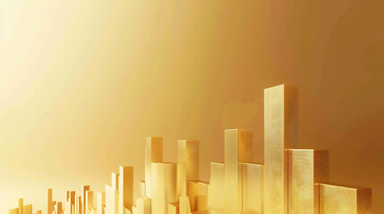 Fototapeta premium Abstract golden city skyline with tall buildings and sunlight, abstract