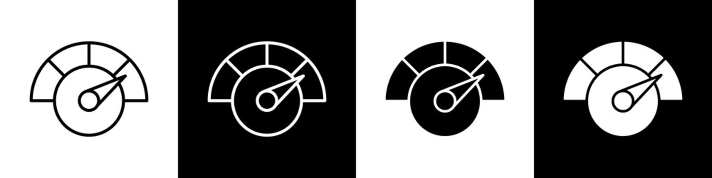 Speedometer black and white icon design concept