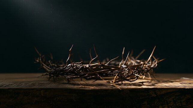 Crown of Thorns Still Life Symbolizing Sacrifice Devotion and Passion Week Religious Art