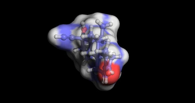 Levonorgestrel, progesterone receptor agonist for emergency contraception, 3D molecule spinning, 4K