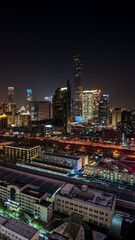 Fototapeta premium The night view of the bustling business core area of Beijing CBD, including the China Zun and Guomao buildings.