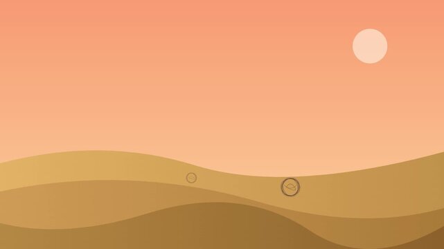 desert landscape with drifting tumbleweeds and sand