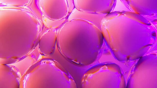 Abstract purple glowing liquid bubble art.