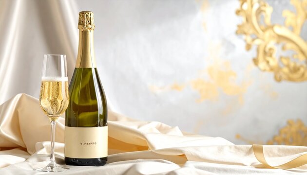  Champagne bottle and flute symbolizing celebration and luxury