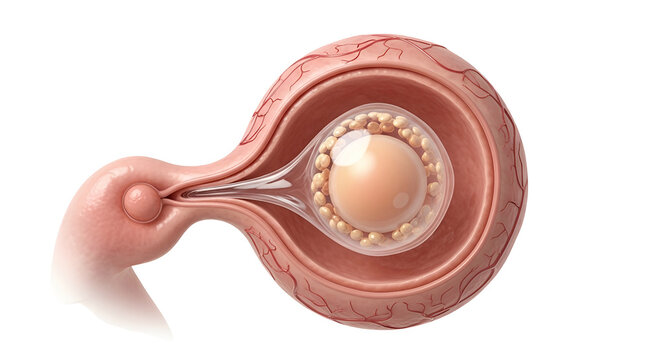 Ovarian Follicle Development Egg Ovulation Cycle Medical Illustration Isolated