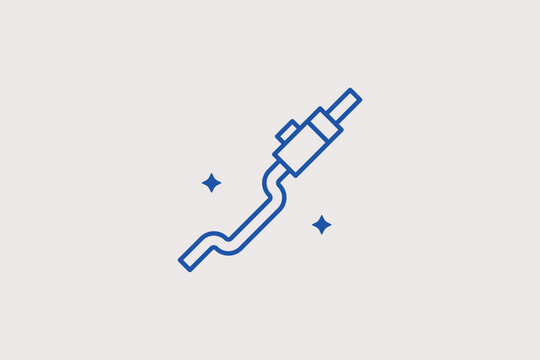 A car exhaust system muffler line icon for vehicle emission control diagnostics and silencer replacement parts. Vector illustration for tuning studio menus and eco-friendly exhaust inspection platform