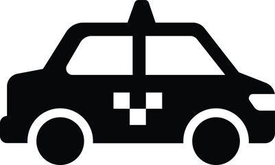 Black silhouette of a taxi cab with checkerboard pattern on door vehicle transportation © Aklima