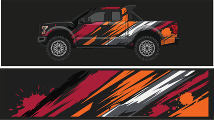Obraz premium Truck with orange red black design.