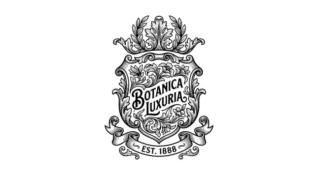 Botanica Luxuria vintage logo emblem.