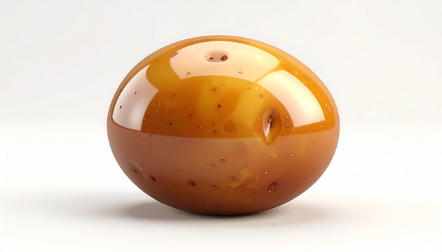 Shiny amber orb on white background