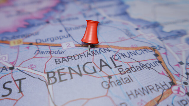 Bardhaman, India Map with Red Pin - Travel Destination and Location Marker