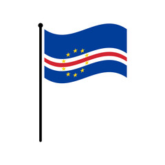 Fototapeta premium Isolated flag of Cape Verde vector illustration. Fluttering Cape Verde flag. The Republic of Cabo Verde flagpole flag.