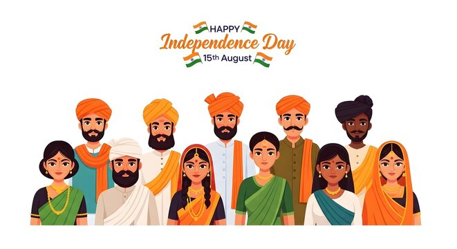 Vibrant india celebrates freedom with diverse group on glorious independence day with pride and unity