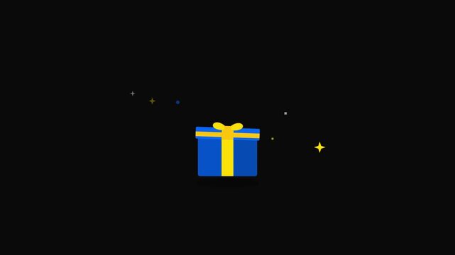 corporate gift box emoji bouncing on black background