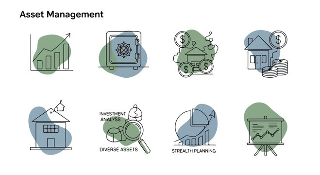Physical therapy equipment icons set, medical rehabilitation tools for recovery. 8 vector illustrations of wheelchair, walker, treadmill, and prosthetic leg