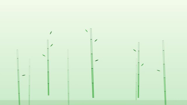 contemporary bamboo stalks moving on fresh green surface