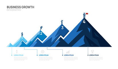 Fototapeta na wymiar 4 Step Business mountain pyramid infographic ascending Steps success strategy and financial growth process. presentation vector infographics.