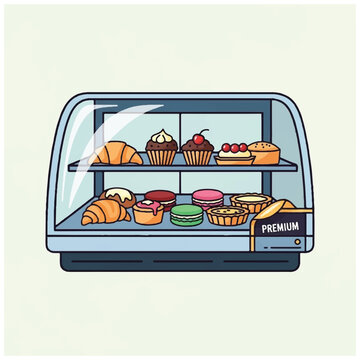 Variety of Pastries on Display Shelf.