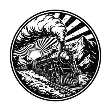 Vintage steam locomotive engine train.